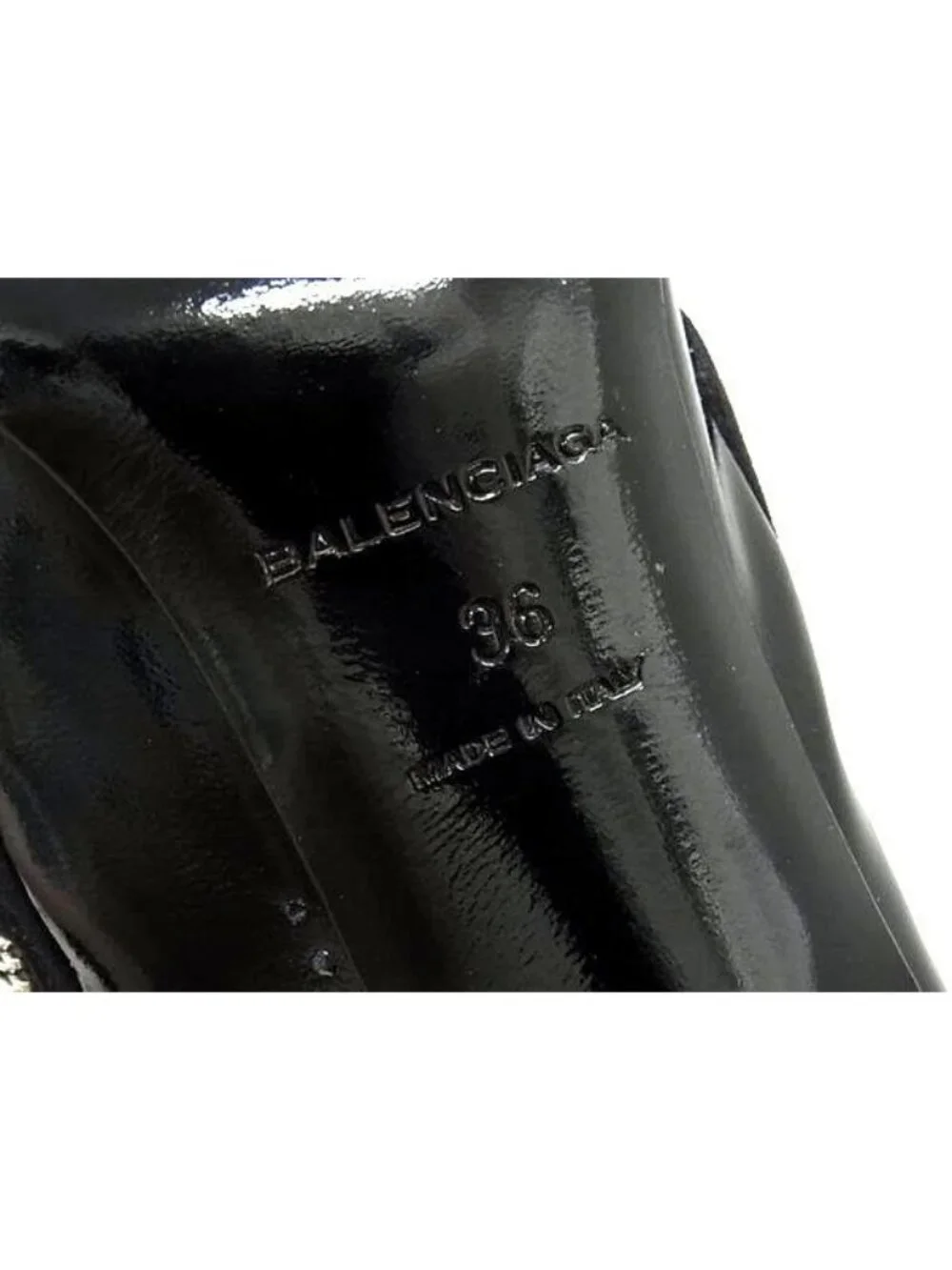 Balenciaga Suede Patent Long Boots Heels Shoes Black